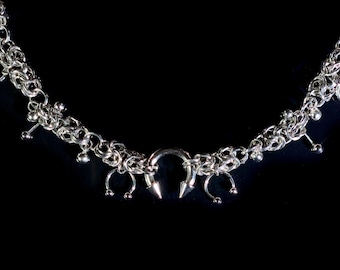 Chainmail Spiky Choker: Spike Septum Ring, Horseshoe Necklace