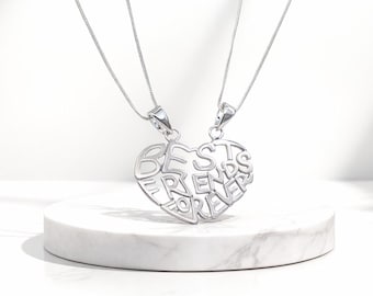 Sterling Silver Best Friends Necklace – Split Heart BFF Jewelry