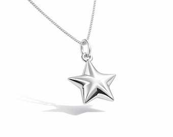 Sterling Silver Star Necklace – Dainty Celestial Pendant, 18-inch Chain