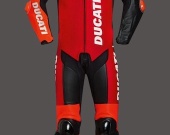 Ducati corse C7 | Combinaison en cuir de course de moto | Combinaison moto 1 pièce en cuir de vachette MotoGP | Équipement de course de motard personnalisé