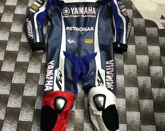 yamaha M1 | Motorbike Racing Leather Suit | MotoGP Motorcycle Cowhide Leather 1-Piece Suit | Custom Biker Racing Gear