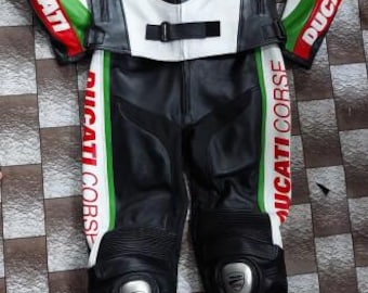 Ducati corse   | Motorbike Racing Leather Suit | MotoGP Motorcycle Cowhide Leather 1-Piece Suit | Custom Biker Racing Gear