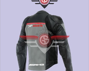 Blouson de course en cuir moto MV Agusta