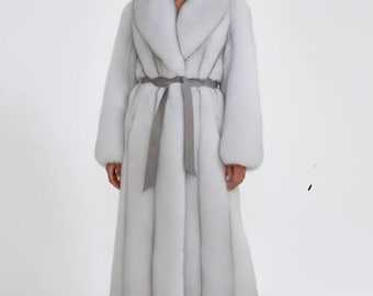 Handmade Polar Fox Fur Coat, White Fox , Soft Fur Coat, Arctic Fur, Real Fur, Fluffy  Fur Coat, Vintage Style Fur