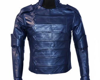 Handmade Bucky Barnes Winter Soldier Jacket, Sebastian Stan Cosplay Men's Leather Costume