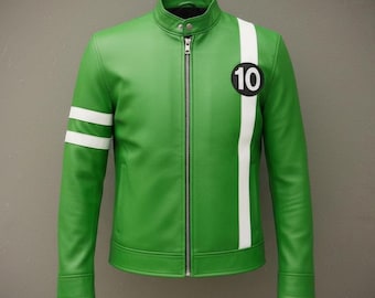 Handmade Superhero Green Cosplay Ben 10 Jacket  Ryan Kelley Alien Swarm Tennyson Halloween Costume