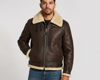 Resident Evil Leon Kennedy Jacket B3 | Sheep Leather Winter Shearling Fur Coat For Men