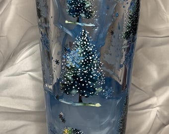 Dual lava Christmas tree snow globe tumbler (Blue)