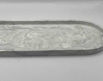 Oval Trinket Tray: marble Jewelry Dish, 12" x 5"