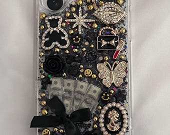 iPhone junked case compatible with iPhone 16 plus black and gold custom made