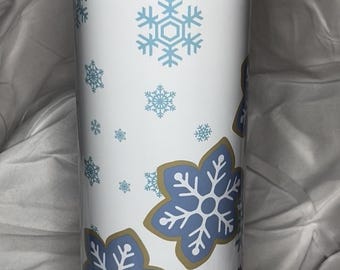 Blue Christmas snow tumbler