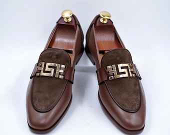 Mocasines de ante hechos a mano para hombre, zapatos casuales formales clásicos sin cordones