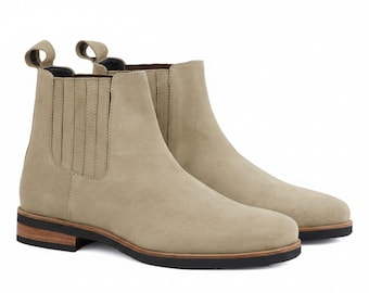 Bottines chelsea en daim : cuir cousu main pour hommes, cheville de 4,5 pouces (couleur personnalisée disponible)