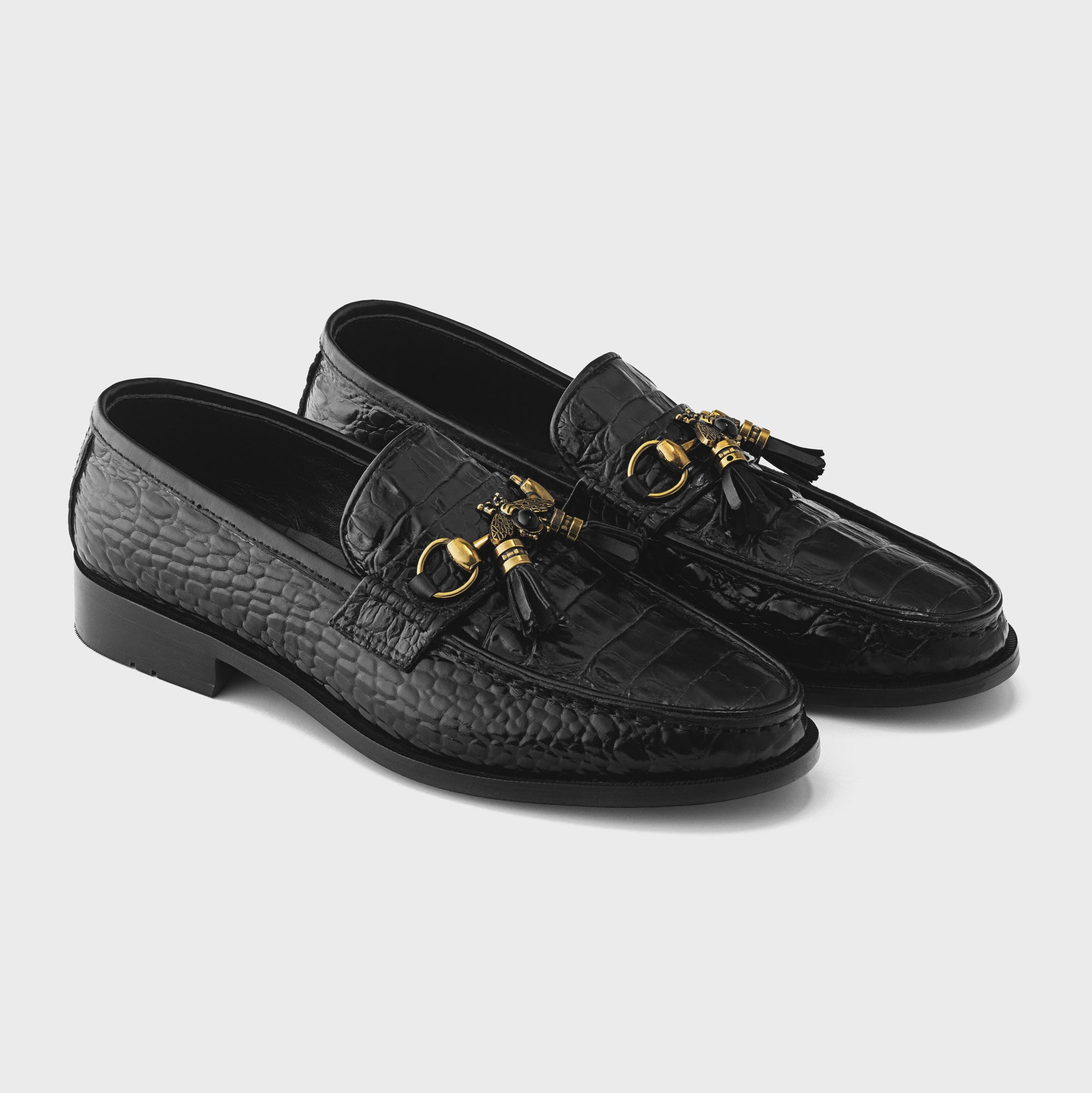 Black and Gold Men Dress Shoes - Etsy