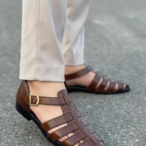 Handmade Leather Gladiator Sandals, Men's Casual Footwear
