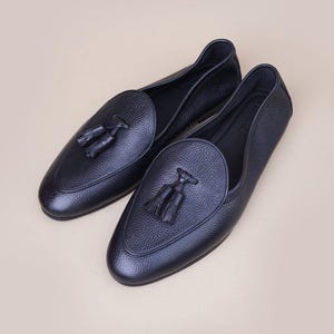 Black Tassel Wingtip Loafers - Etsy display picture 3