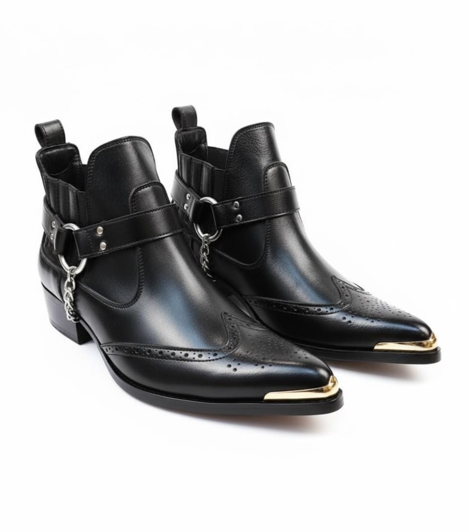 Embouts De Bottes Western Cowboy - Argentés Gravés - Paire Neuve