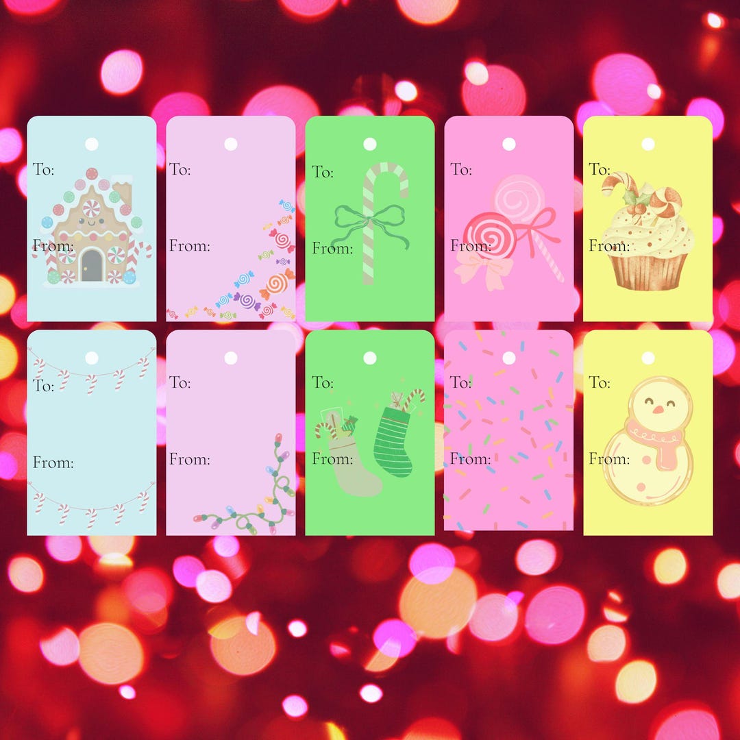 Printable Candy Themed Christmas Gift Tags - Instant Download - Etsy