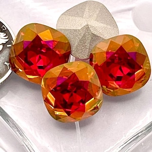 Light Siam Lemon F 12mm Preciosa Art 4470 Cushion Cut Stone