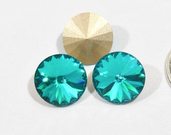 Blue Zircon F 39ss, 12mm, 14mm Preciosa 1122 Rivoli Stone