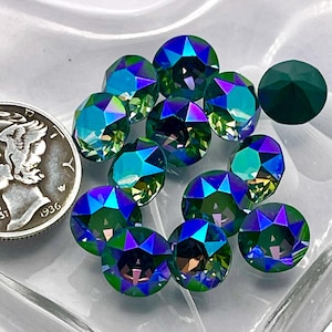 Pine Green Ignite Glacier Blue UNF (39ss - 8mm) Swarovski 1088  Xirius Chatons Rhinestones