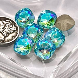 Aqua Bohemica Sparkles F 10mm Preciosa Art 4470 Cushion Cut Stone