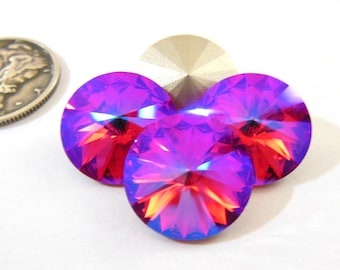 Light Siam Sparkles F 12mm or 14mm Preciosa 1122 Rivoli Stone