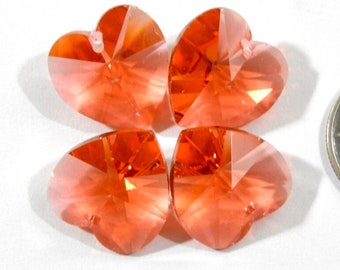 Padparadscha Vintage Swarovski Art 6202 14.4x14mm Heart Pendant