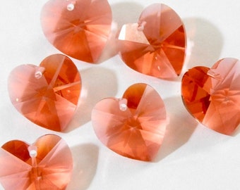 Padparadscha Swarovski 6228 Colgante de corazón perforado en la parte superior - 1 pieza