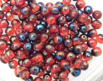 Blazing Azuro Czech Glass Bead 6mm - 6 Piezas