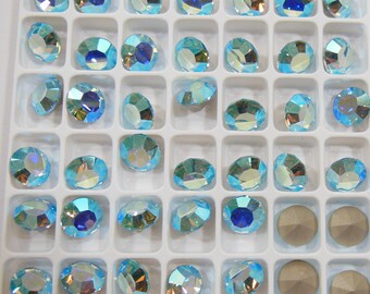 39ss - 8mm Aqua Bohemica Sparkles F Preciosa Maxima Chatons