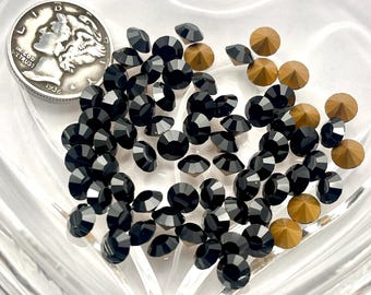 Jet - Negro GF 24ss - 5 mm Vintage Swarovski 1012 Chatons Rhinestones