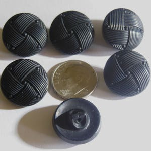 Czech 18mm Vintage Glass Buttons Jet - 6 Pieces