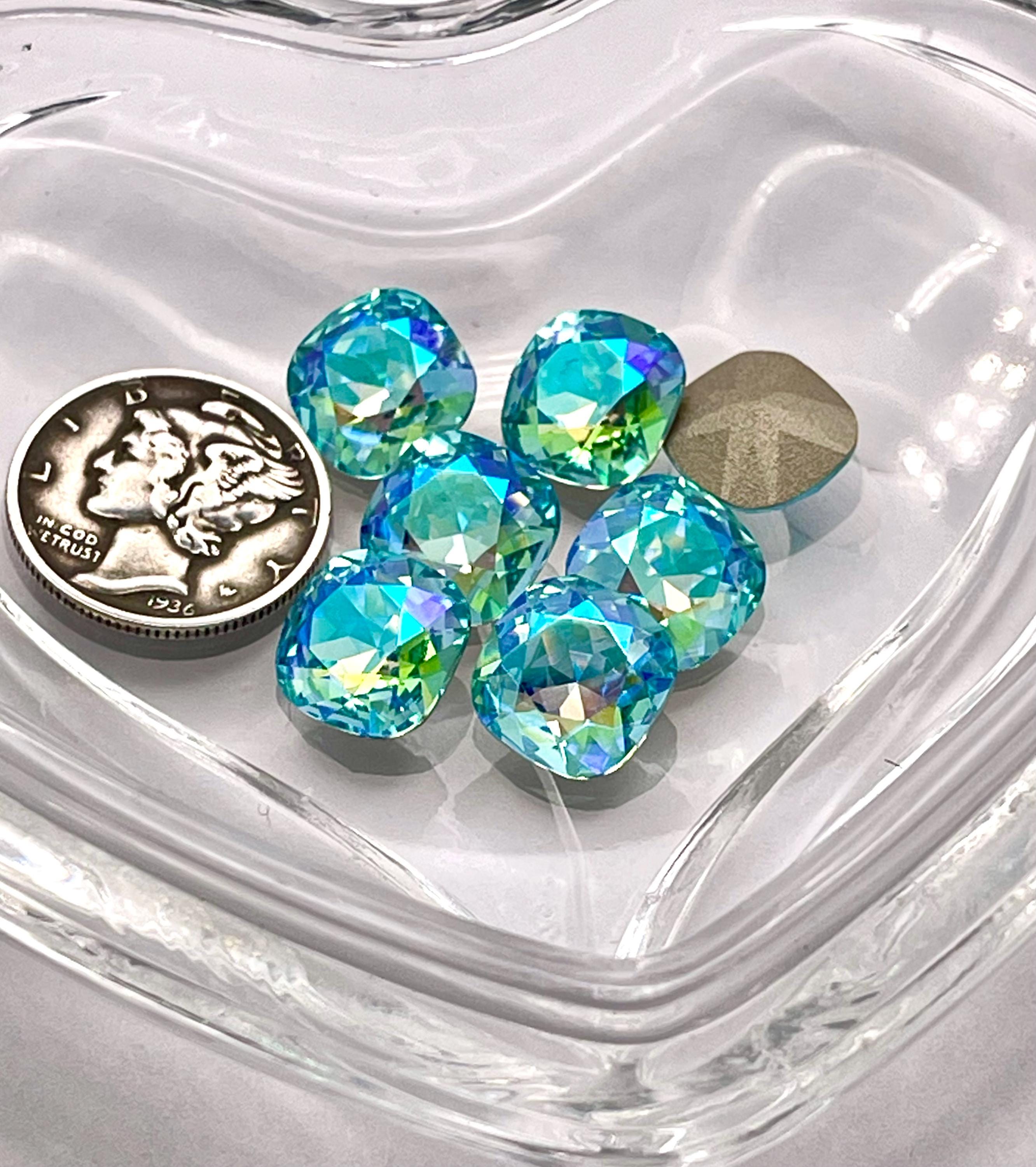 Aqua Bohemica Sparkles F 10mm Preciosa Art 4470 Cushion Cut Stone