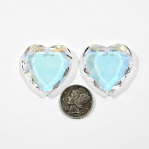 Swarovski 6225 Crystal AB or Glacier Blue 28mm Heart Pendant 1 Piece 28mm Glacier Blu 1pc