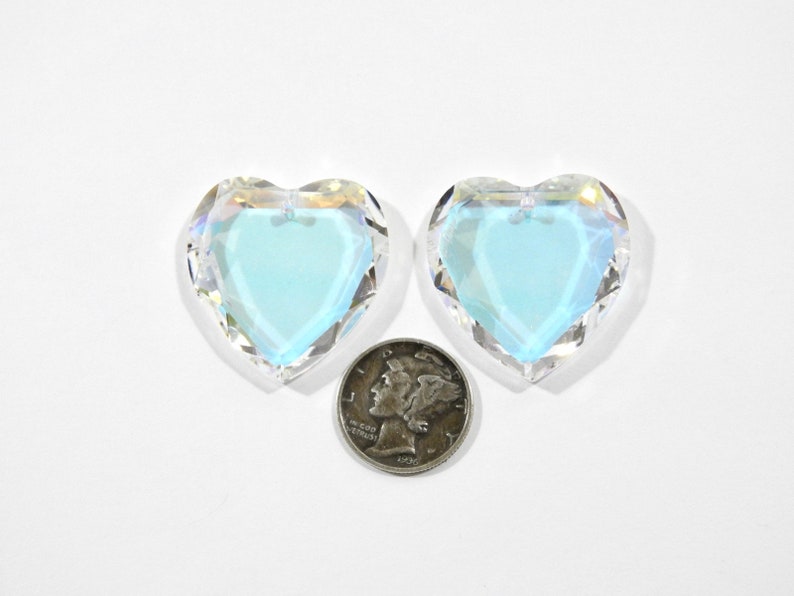 Swarovski 6225 Crystal AB or Glacier Blue 28mm Heart Pendant 1 Piece 28mm Glacier Blu 1pc