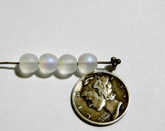 Cuentas de vidrio vintage Crystal Matte AB de 6 mm - 12 piezas