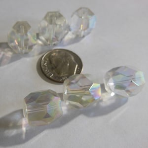 Cherry Brand Vintage Japanese Cut Barrel Beads Crystal AB 12x12mm - 3 Pieces