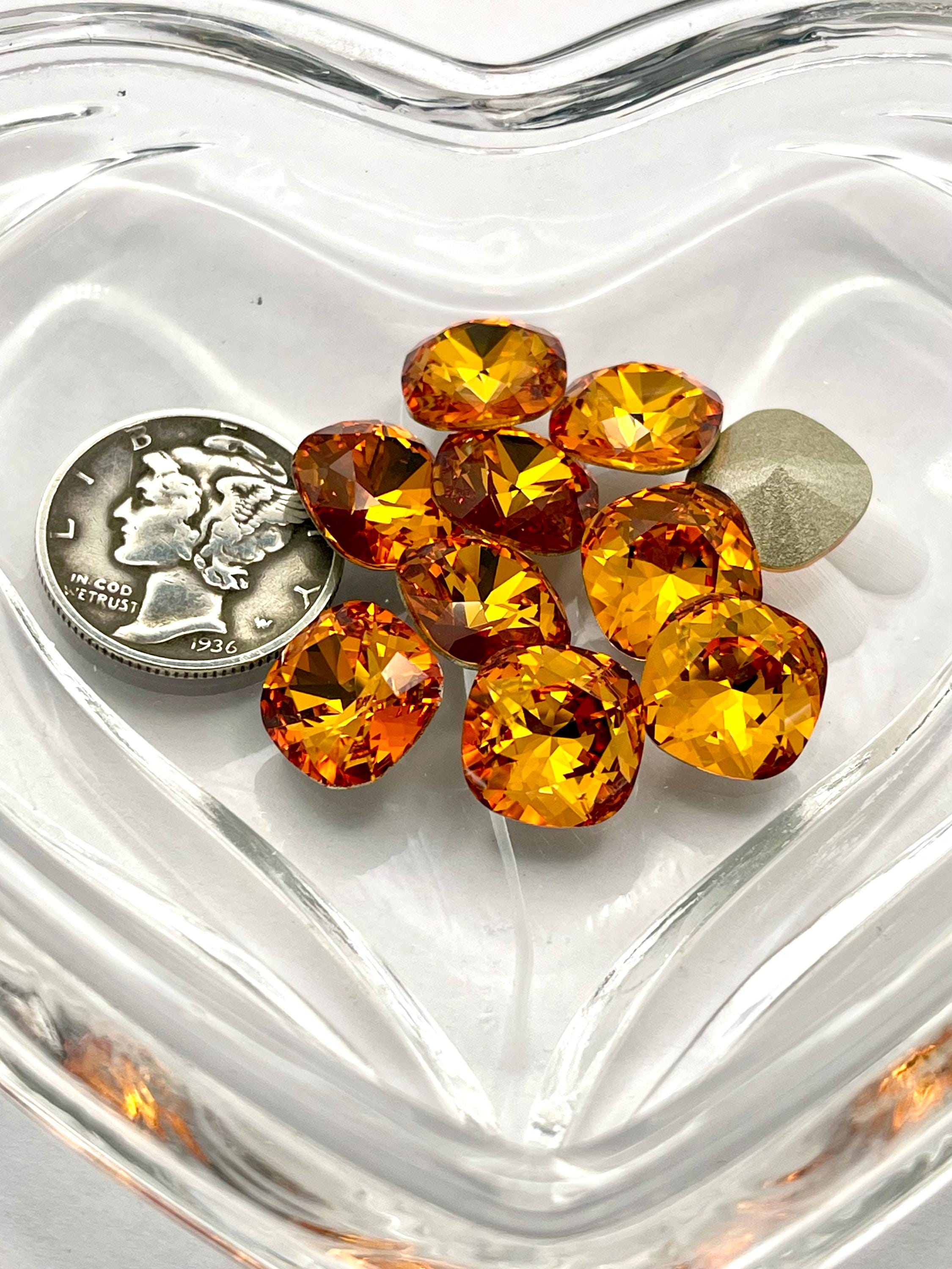 Dark Orange F 10mm Swarovski Art 4470 Cushion Cut Stone - Etsy