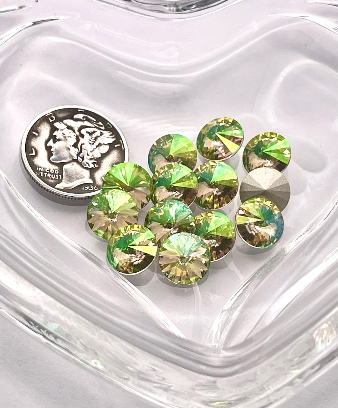 Luminous Green F 39ss-8mm Swarovski 1122 Crystal Rivoli Stones - Etsy