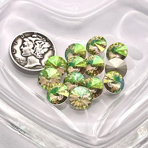 Pietre di cristallo Swarovski 1122 Rivoli verde luminoso F 39ss-8 mm