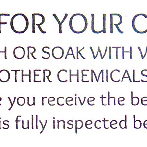 May include: Caring for your crystals: Do not wash or soak with water or any other chemicals. To make sure you receive the best quality, all merchandise is fully inspected before shipping.
