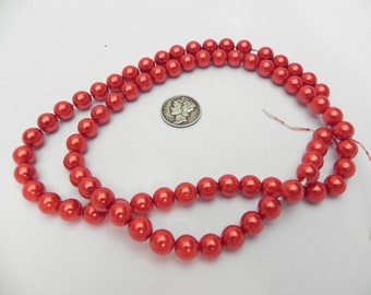 Tangerine 8mm Czech Pearls -75 Pieces (1 Strand)