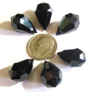 Czech Jet 18x12mm Machine Cut Drops - 3 Pieces