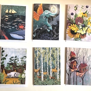 Set of 6 Assorted Whimsical Greeting Cards