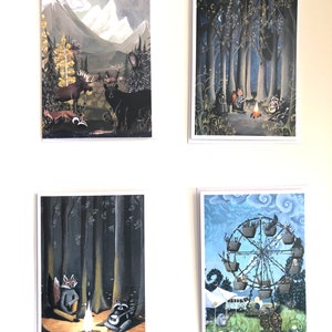 Jeu de cartes de notes Woodland fantaisiste
