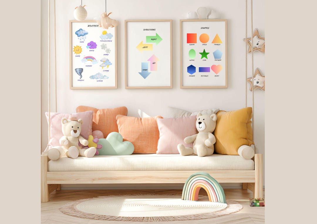Educational Posters for Kids Room, 9 Digital Downloads, Printable Wall ...