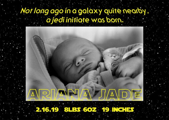 Baby Announcement Star Wars Jedi Etsy Baby Announcement Star Wars Jedi Etsy