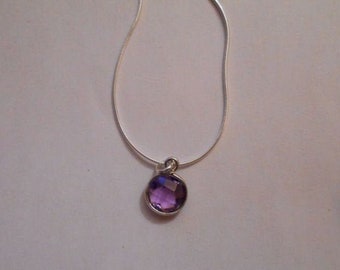 Collar de plata de ley con bisel de piedras preciosas - redondo