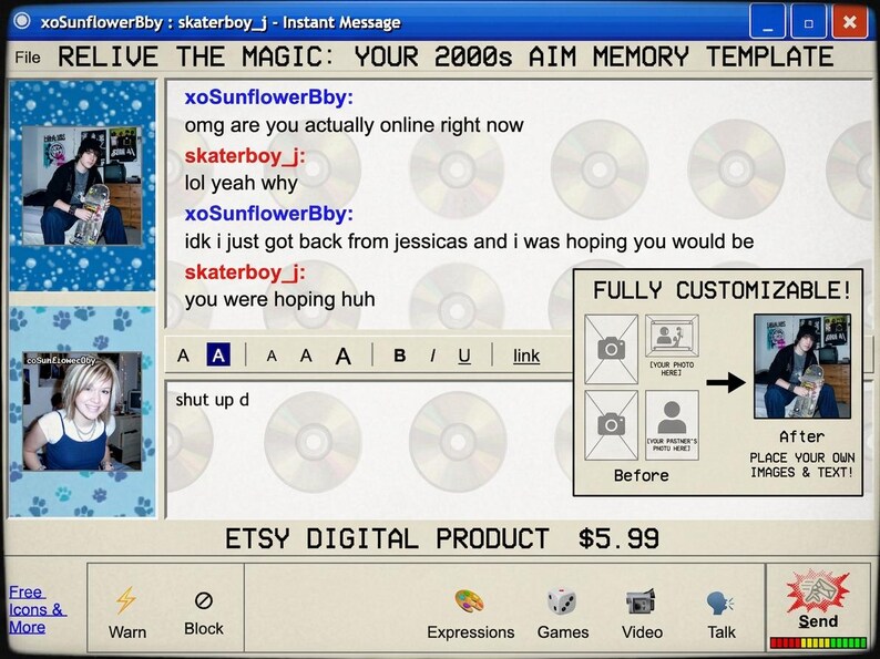 Nostalgic AIM Chat Video | Y2K Love Story Animation - Etsy